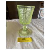 Vaseline glass goblet. King, Son and Company.  6