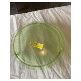 1920s Vaseline glass footed cake plate Jeanette