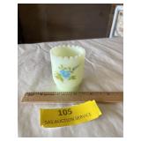 Fenton Burmese glass toothpick holder handpainted