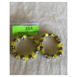 Stretch bracelets, Yellow stones with silver