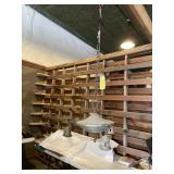 Antique brass three light chandelier, art deco
