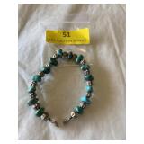 Very pretty turquoise, silver bracelet 9 inches