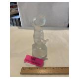 Vintage frosted glass little boy holding stuffed