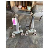 Antique cast-iron ornate andiron  about 18 inches