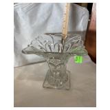 Heavy footed crystal vase 7 inches wide at top