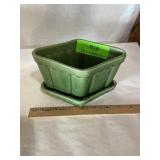 Vintage McCoy scalloped edge green planter with