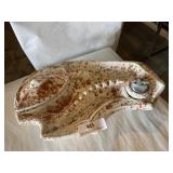 Vintage large ashtray with cigarette and lighter