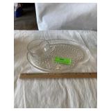 Depression, glass snack plate with cup set of four