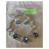 Costume jewelry choker style with aquamarine,