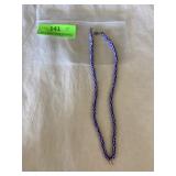 Red white and blue glass bead necklace 17 inches