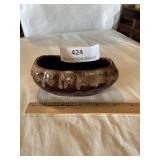 Hull planter brown drip glaze