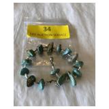 Very nice turquoise and silver bracelet about 8