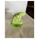 Boyd Vaseline glass Zack the elephant about 3