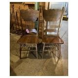 Vintage pressed back oak dining chairs, set of
