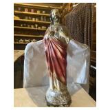 Vintage hand-painted chalkware. Heart of Jesus