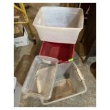 Assorted plastic totes..  no lids