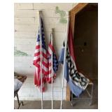 Collection of flags and flag poles.. 2-7ï¿½ poles