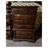 Tall wood dresser with six drawers 58 x 38 1/2 x