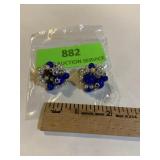 1950s classic blue stone and pearl clip earrings