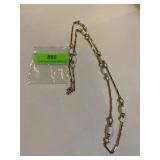 Vintage gold tone chain with white beads 36