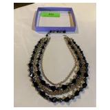 Vintage four strand choker, gold tone and black