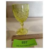 Vaseline citrine cordial glass about 4 1/2 inches