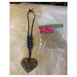 Vintage bead and heart necklace 14 inches long