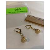 Gold tone  dangle pearl earrings