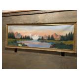 Canvas painted picture with ornate wood gold