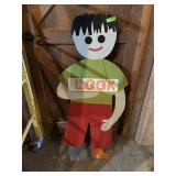Painted wood sign little boy about 49 inches tall