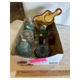 Box of assorted vintage glassware