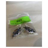 Vintage Coro leaf shaped clip earrings with blue