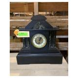 Antique mantle clock Victorian black marble, very