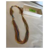 Silky multicolored thread necklace 26 inches long