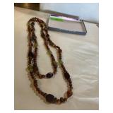 Vintage wood and bead necklace 62 inches total