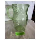 Anchor hocking spiral green Vaseline glass