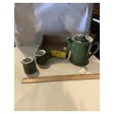 Vintage Hall  green tea pitcher with two small