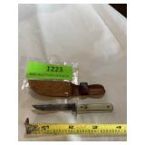 Vintage knife with leather sheath ivory handle ??