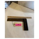 Vintage carpenter square brass inlay