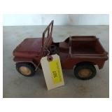 Red aluminum toy jeep, parts are a