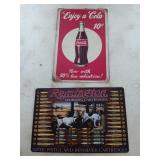 Two 8x12 metal signs, Coca-Cola and Remington