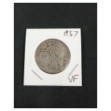 1937 walking liberty half dollar