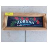 Arenas Emperors advertisement in frame, with