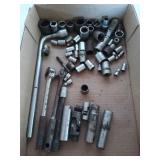 Flat of assorted sockets, including 1/4, 3/8,