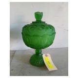 10 inch frosted green compote dish