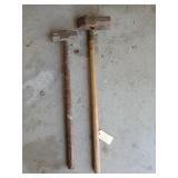Two sledgehammers, one is 8 lb, one is 20? The