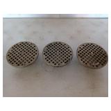 Three Wade brass drains, 3 in