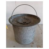 Galvanized minnow bucket, 8x9 1/2"