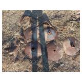 13 assorted plow points and discs