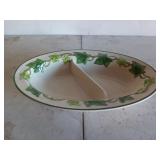 Franciscan ivy divided serving bowl, 2x12.5 x 8 in
